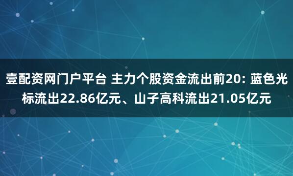 壹配资网门户平台 主力个股资金流出前20: 蓝色光标流出22.86亿元、山子高科流出21.05亿元